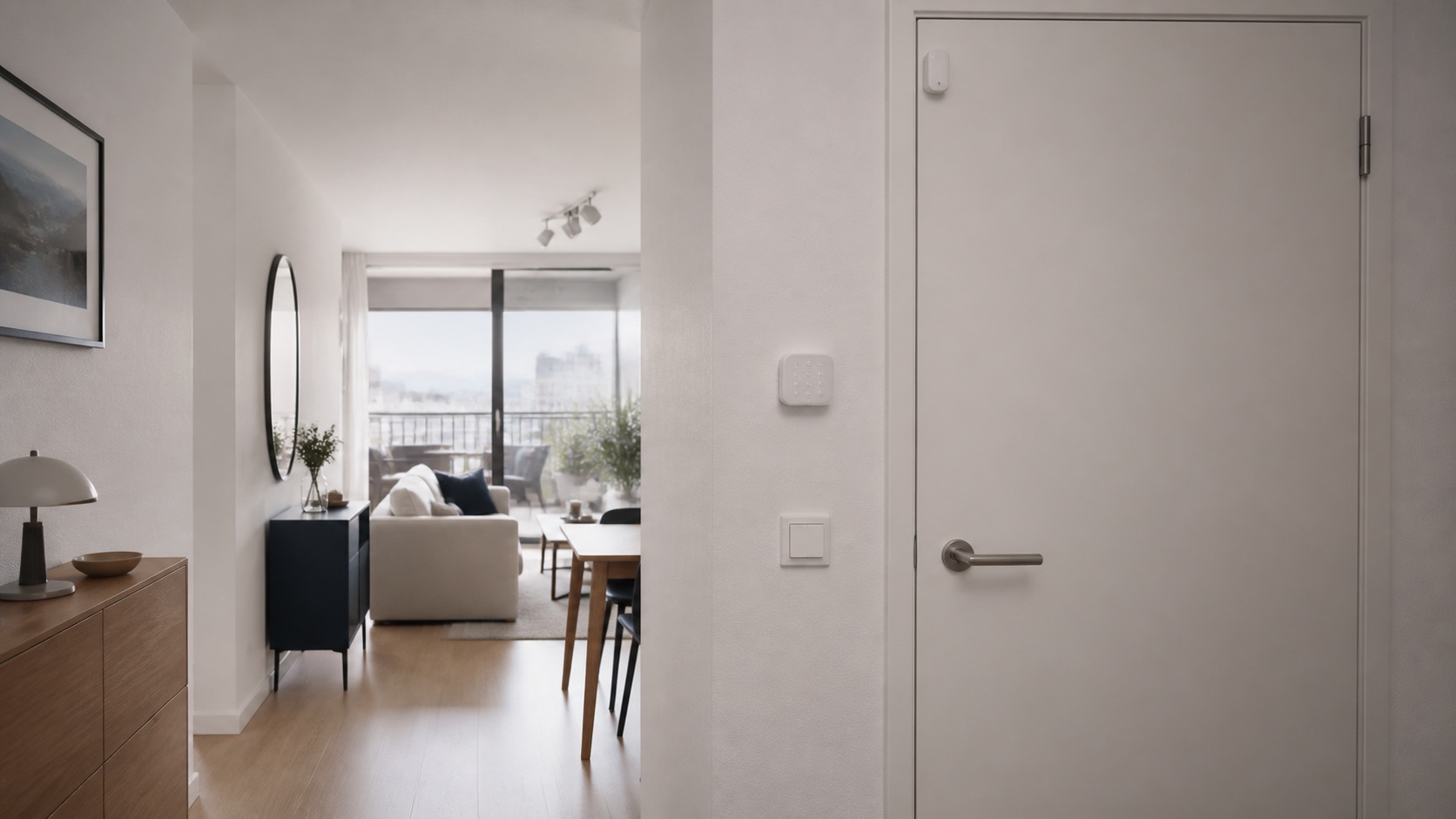 Entrée d'appartement équipée d'une alarme discrète